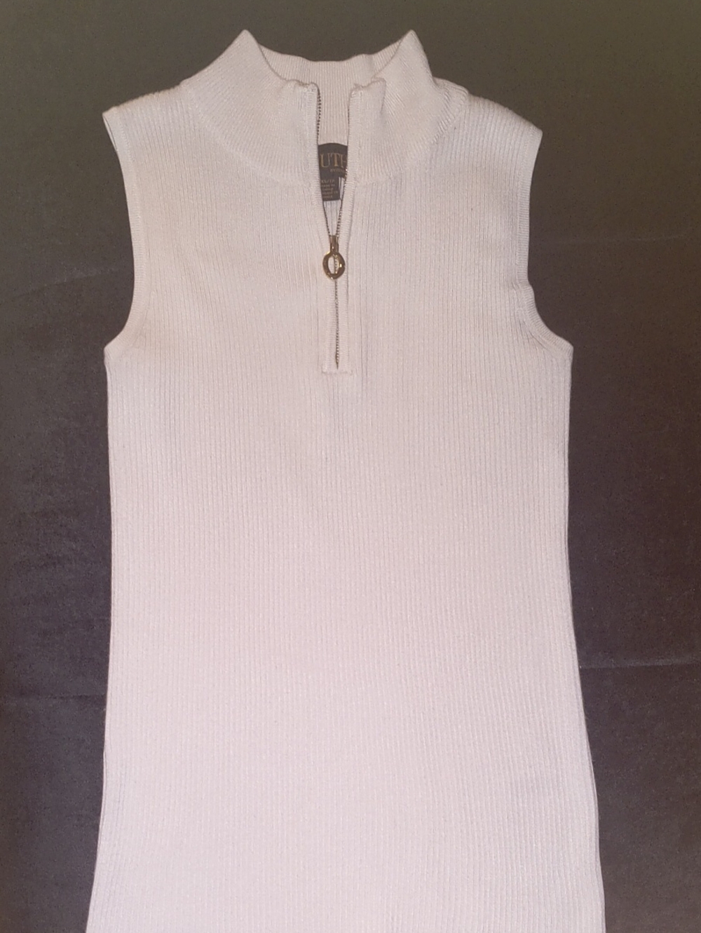 Truth White Ribbed Sleeveless Half-Zip Tank